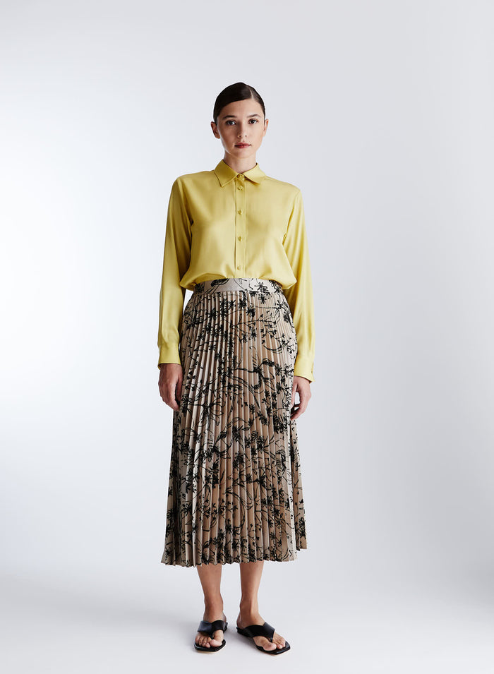 PLEATED MIDI SKIRT WITH FLORAL PRINT