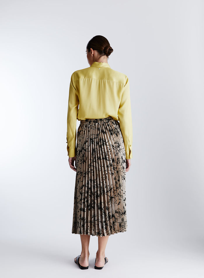 PLEATED MIDI SKIRT WITH FLORAL PRINT