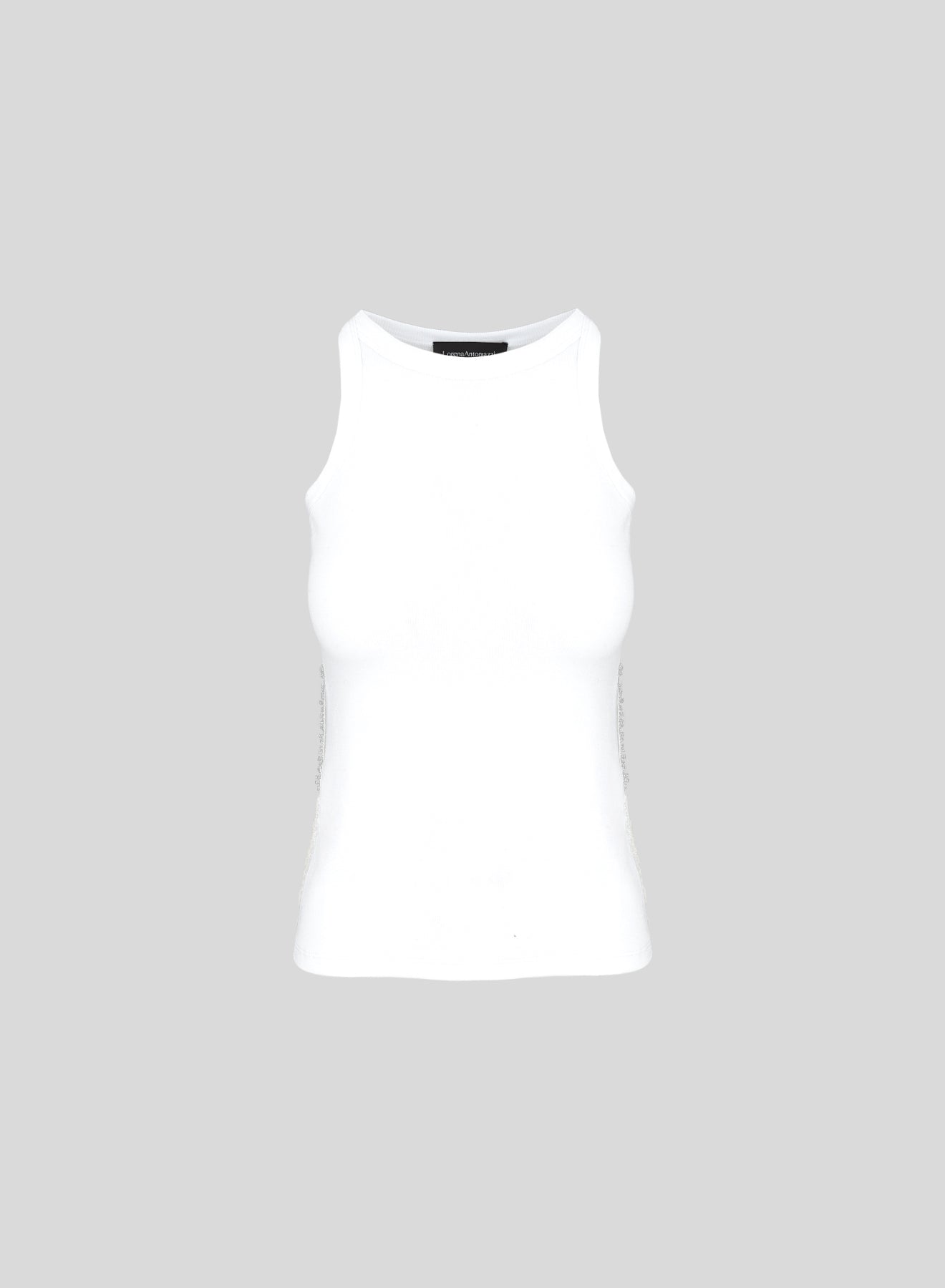 COTTON JERSEY TOP WITH LACE INSERTS