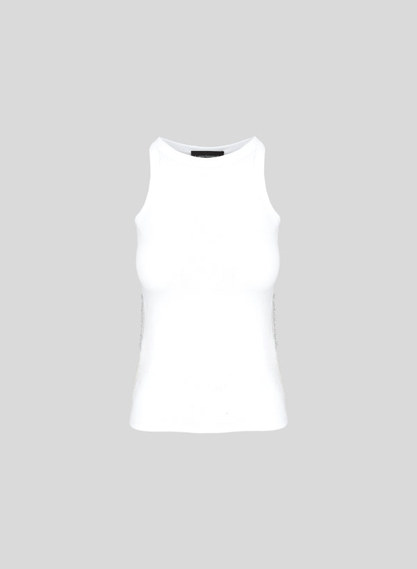 COTTON JERSEY TOP WITH LACE INSERTS