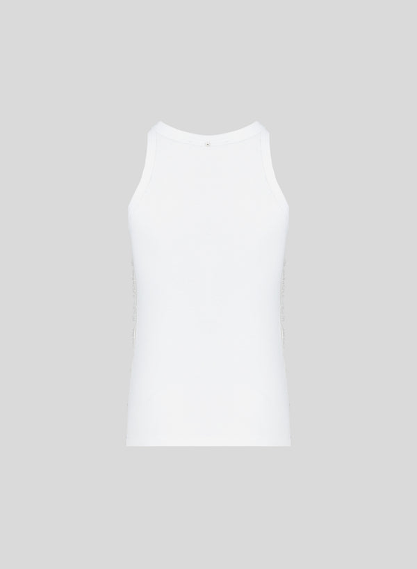 COTTON JERSEY TOP WITH LACE INSERTS