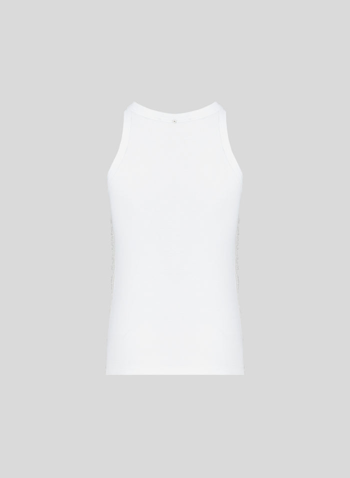 COTTON JERSEY TOP WITH LACE INSERTS