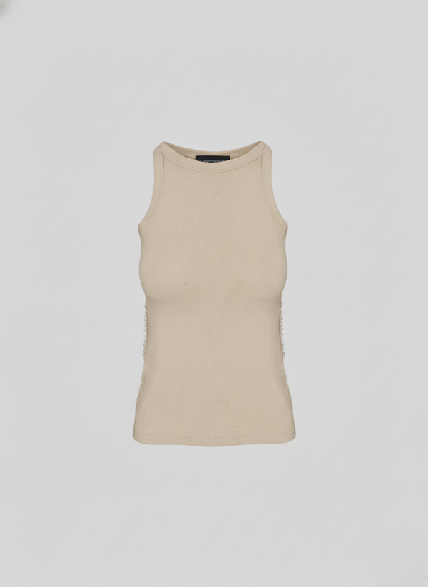 COTTON JERSEY TOP WITH LACE INSERTS