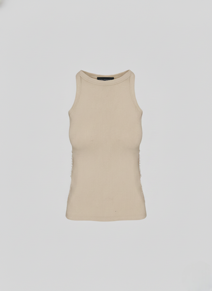 COTTON JERSEY TOP WITH LACE INSERTS