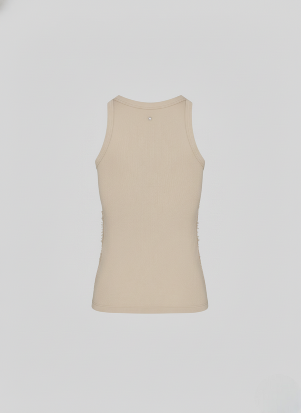 COTTON JERSEY TOP WITH LACE INSERTS