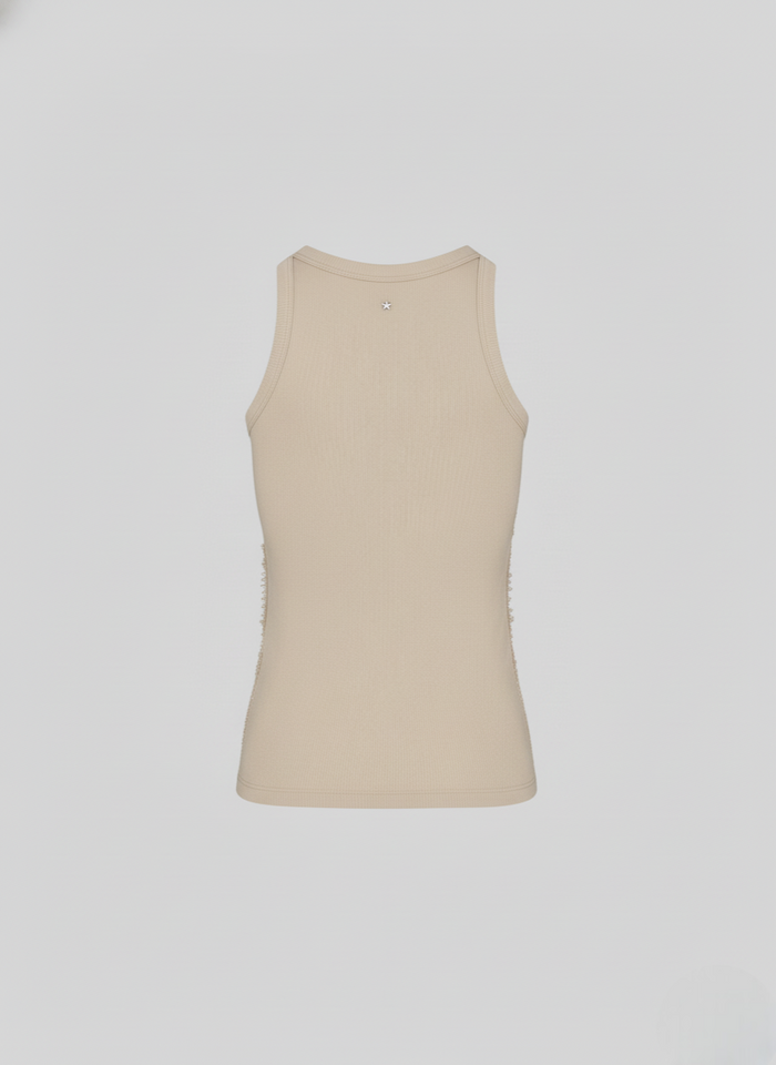 COTTON JERSEY TOP WITH LACE INSERTS