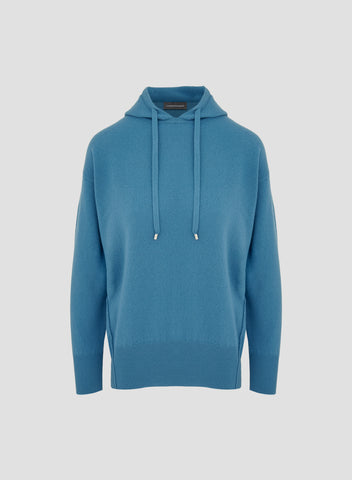 FELPA IN LANA, SETA E CASHMERE CON CAPPUCCIO
