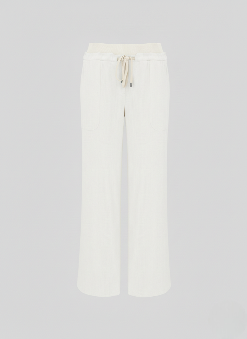 STRETCH LINEN AND VISCOSE PANTS