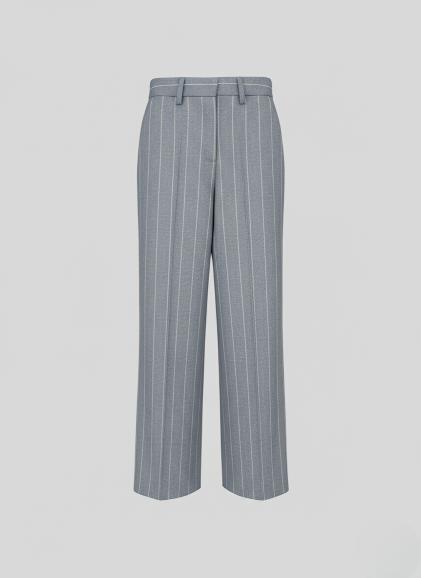 PANTALONI SARTORIALI IN RESCA GESSATA DI COTONE E LINO