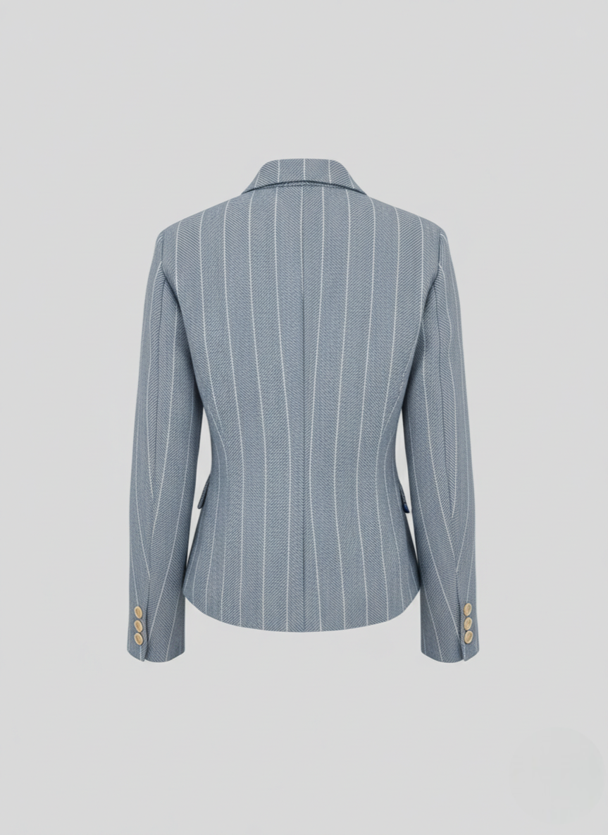 GIACCA DOPPIOPETTO IN RESCA GESSATA DI COTONE E LINO