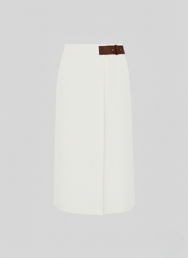 GONNA MIDI  A PORTAFOGLIO IN LINO E VISCOSA STRETCH