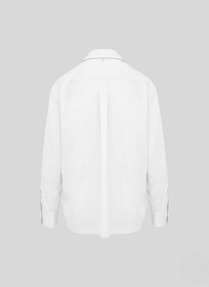 POPLIN SHIRT WITH ASYMMETRICAL CLOSURE
