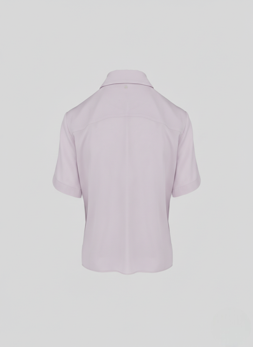 CAMICIA CROPPED IN TWILL DI MISTO SETA