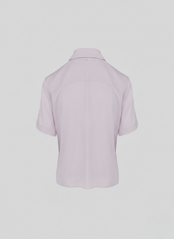 SILK BLEND TWILL CROPPED SHIRT