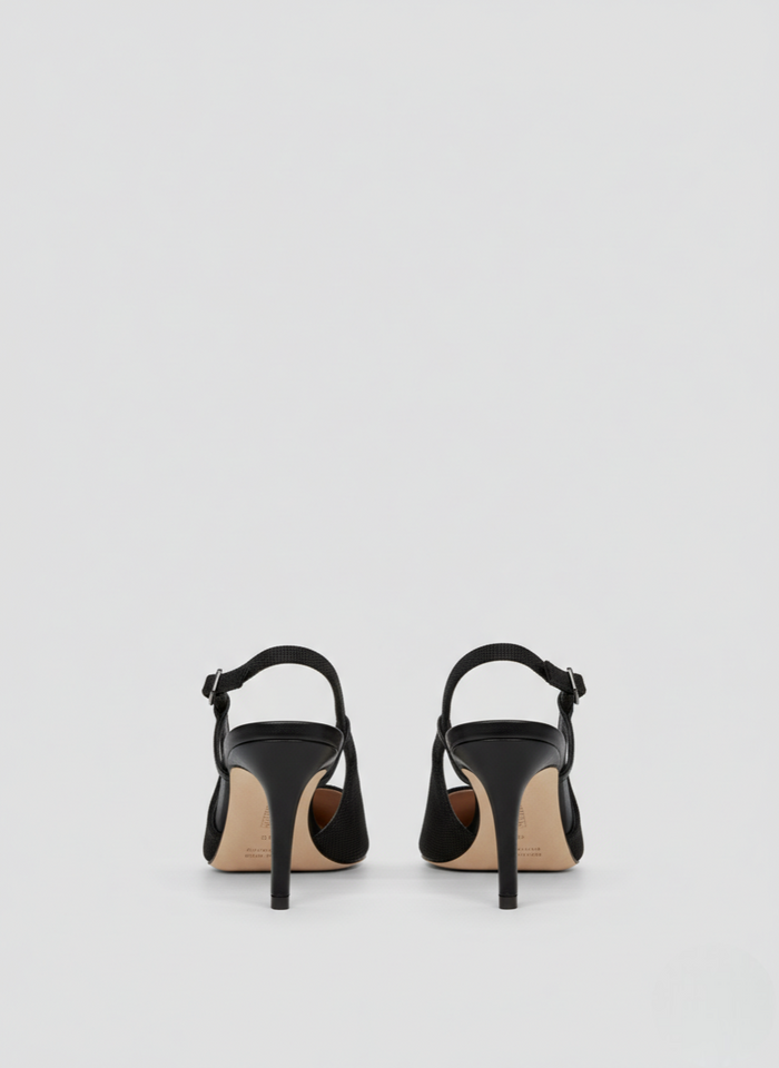 LEATHER AND CANVAS POINTED SLINGBACK
