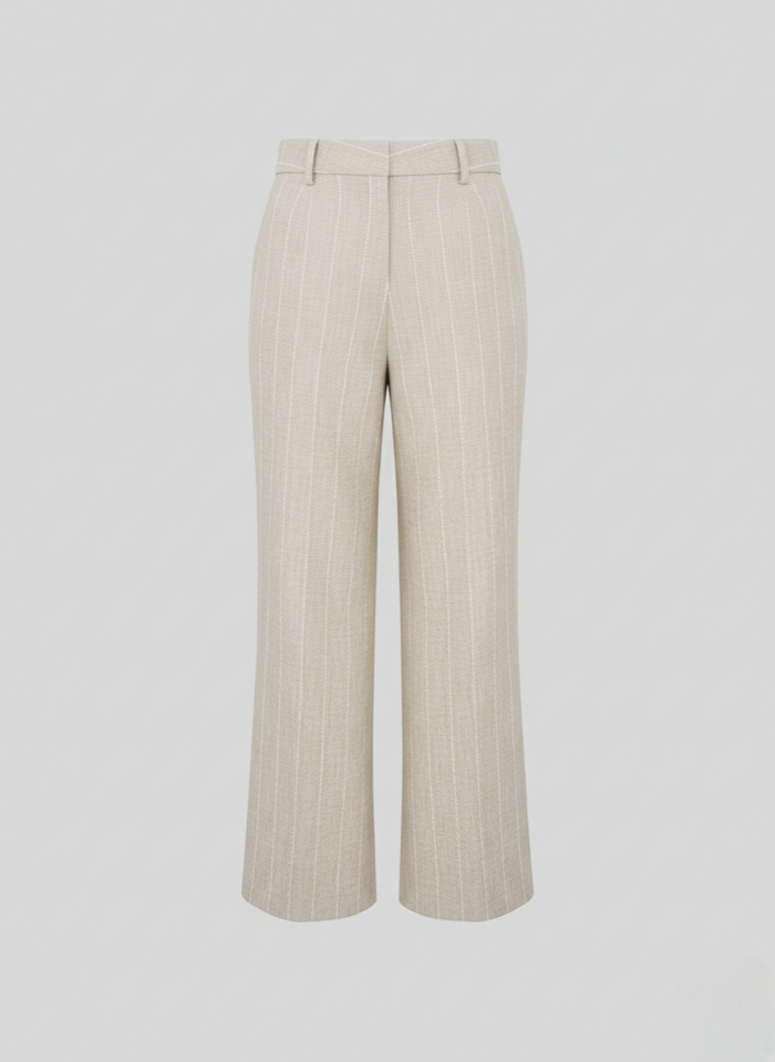 LINEN BLEND PANTS WITH SEQUINS PINSTRIPES