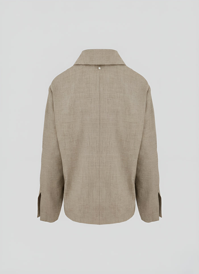 LINEN AND VISCOSE MELANGE BLEND FIELD JACKET