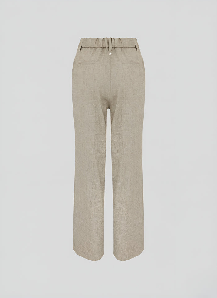 LINEN AND VISCOSE MELANGE BLEND TAILORED PANTS