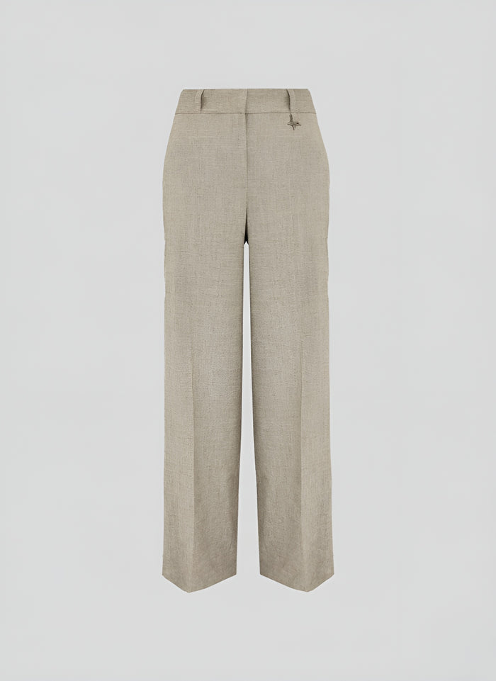 LINEN AND VISCOSE MELANGE BLEND TAILORED PANTS