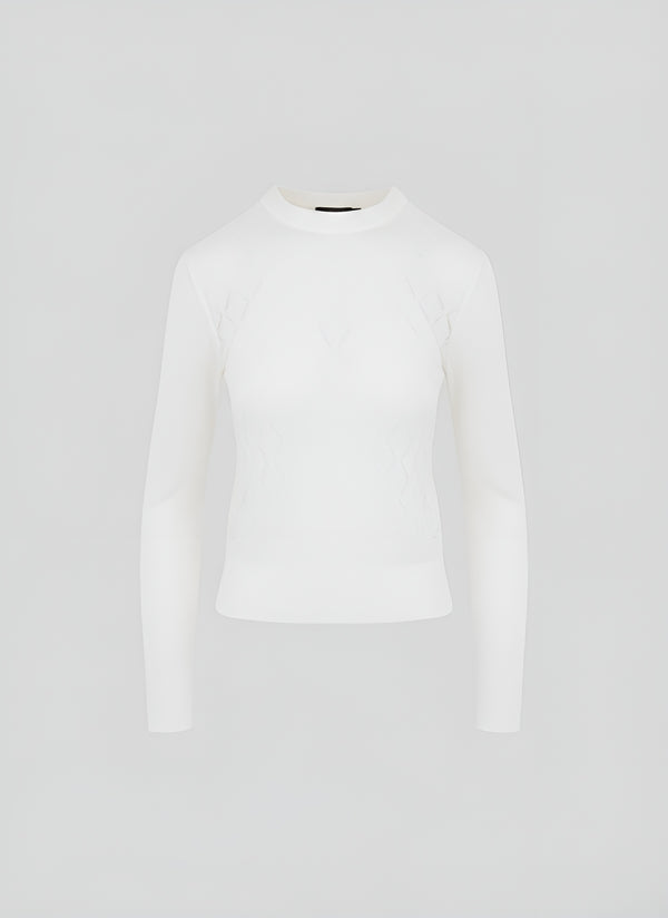 MAGLIA IN COTONE CON MOTIVO A ROMBI SFRANGIATI