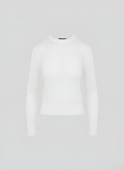 MAGLIA IN COTONE CON MOTIVO A ROMBI SFRANGIATI