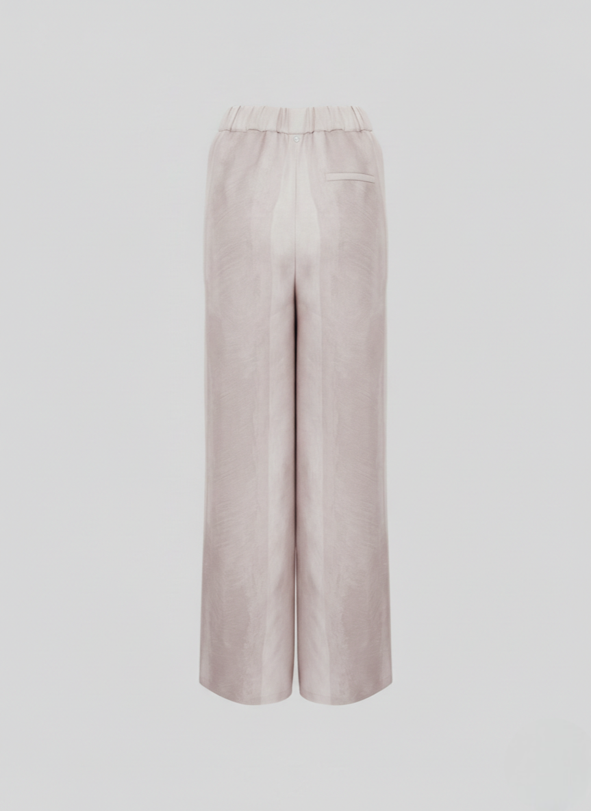 SILK AND COTTON BLEND TWILL PRINTED PANTS