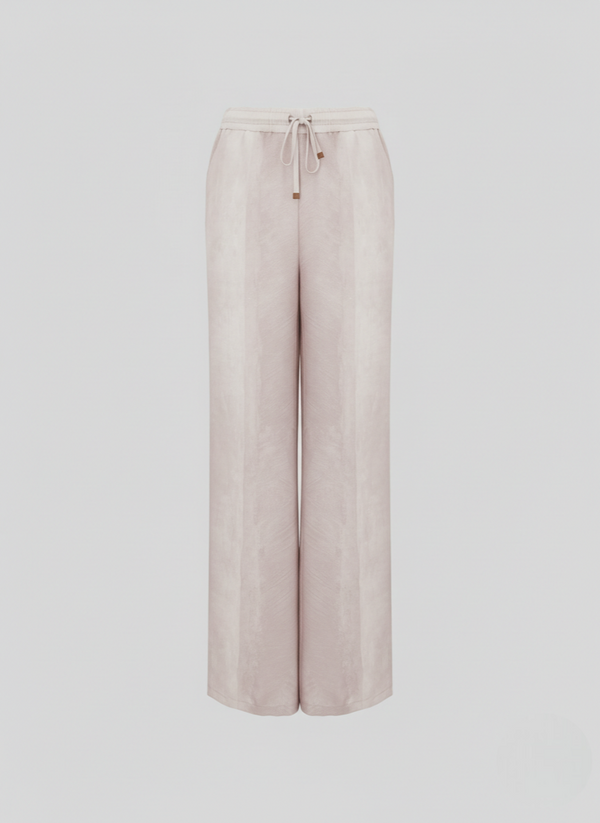 SILK AND COTTON BLEND TWILL PRINTED PANTS