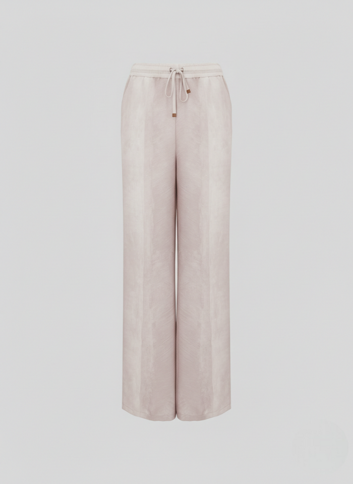 SILK AND COTTON BLEND TWILL PRINTED PANTS