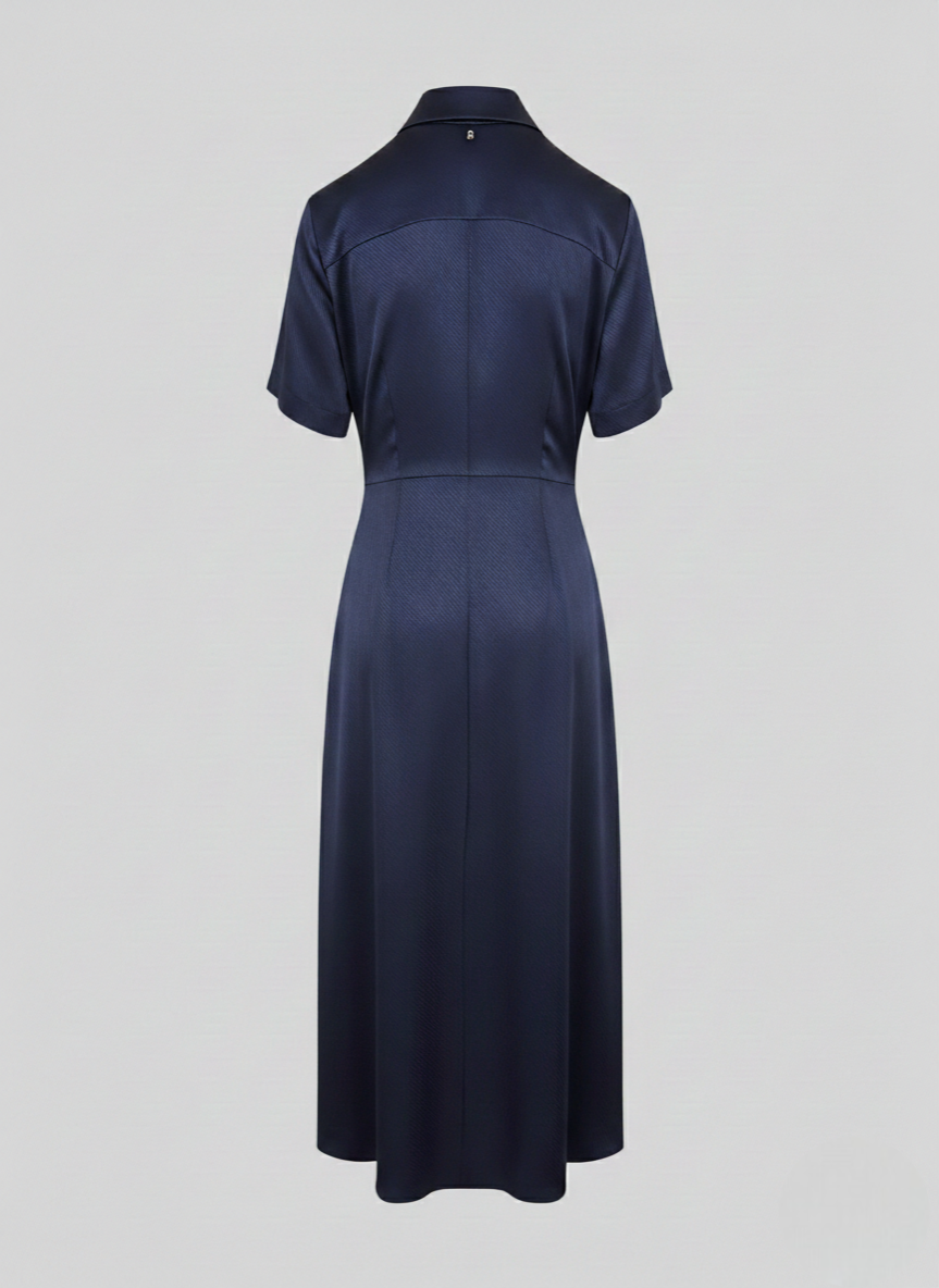 SILK BLEND TWILL CHEMISIER WRAP DRESS