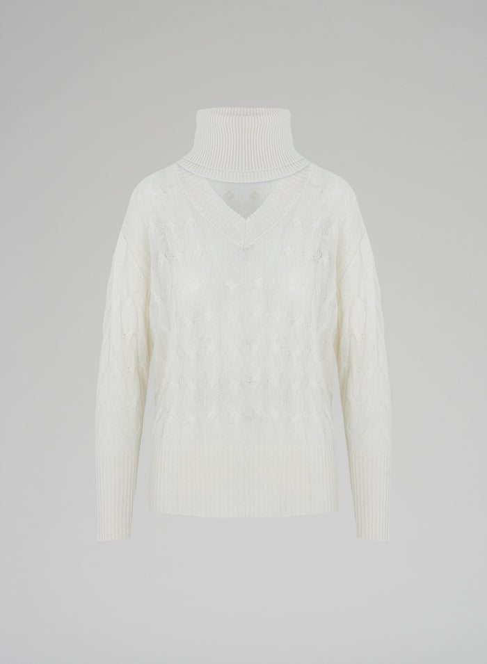 CASHMERE CABLE KNIT SWEATER