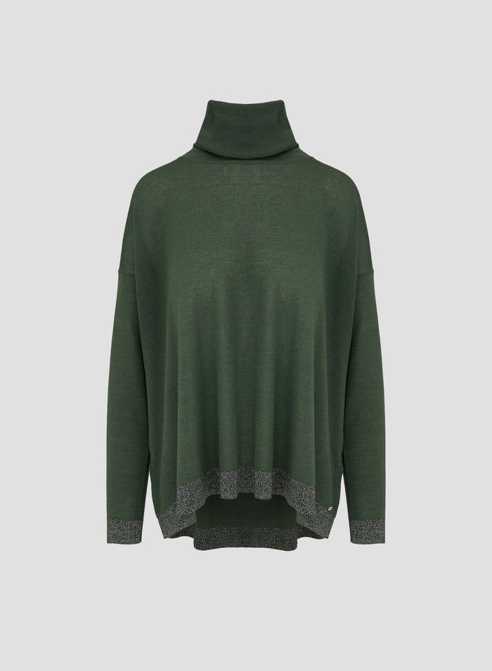 CASHMERE ANND SILK TURTLENECK WITH LUREX DETAIL