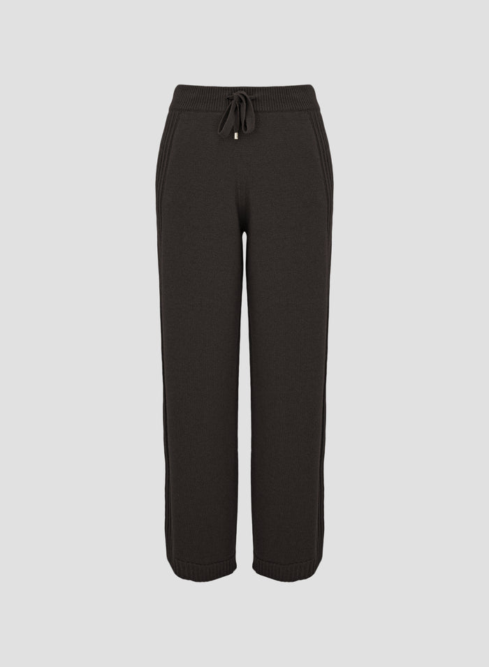 WOOL, CASHMERE AND SILK PANTS WITH RIBBED TRIM