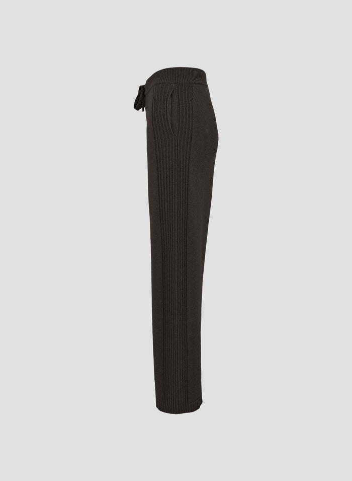 WOOL, CASHMERE AND SILK PANTS WITH RIBBED TRIM