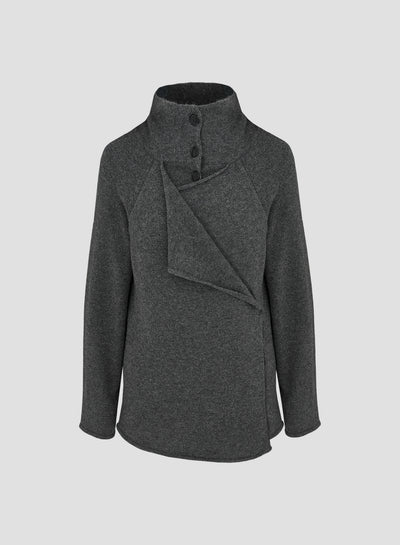 WOOL, CASHMERE AND SILK CARDIGAN WITH ASYMMETRIC CLOSURE