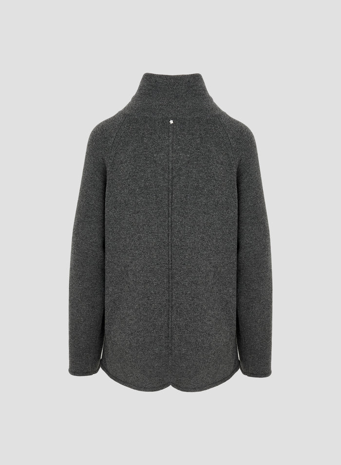 WOOL, CASHMERE AND SILK CARDIGAN WITH ASYMMETRIC CLOSURE