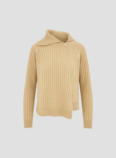 WOOL, CASHMERE AND SILK SWEATSHIRT WITH ASYMMETRIC CLOSURE