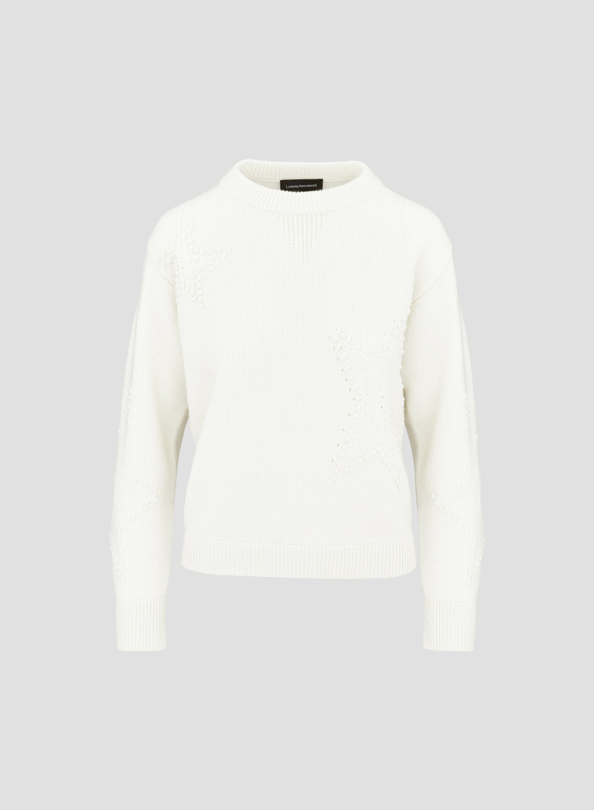 MAGLIA GIROCOLLO IN LANA, CASHMERE E SETA CON STELLE JACQUARD