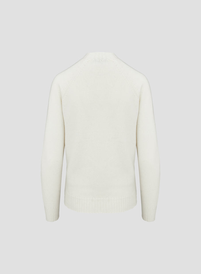 WOOL, CASHMERE AND SILK CREW NECK SWEATER WITH INTARSIA STARS DESIGN