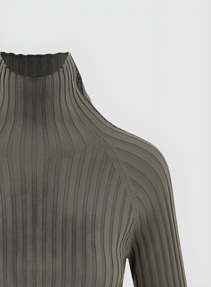 RIBBED KNIT TURTLENECK SWEATER WITH LUREX DETAIL