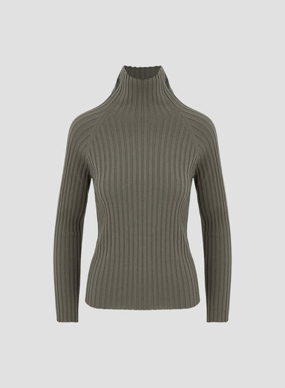 RIBBED KNIT TURTLENECK SWEATER WITH LUREX DETAIL