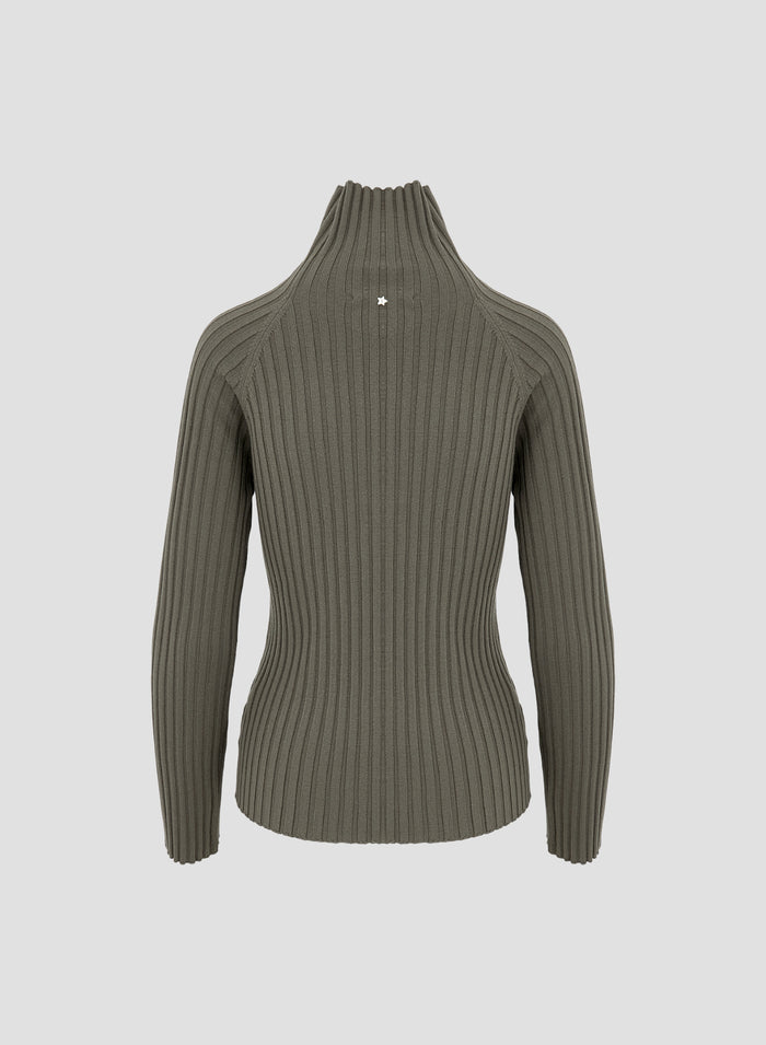 RIBBED KNIT TURTLENECK SWEATER WITH LUREX DETAIL