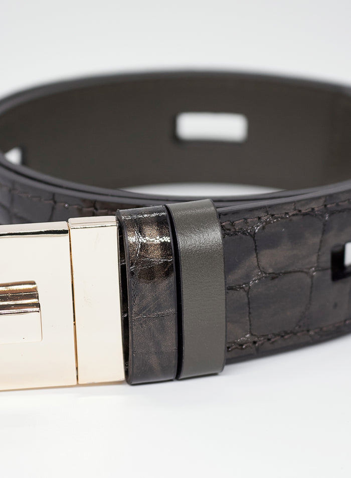 HAMMERED LEATHER REVERSIBLE BELT