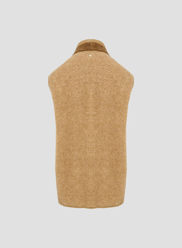 SHEEPSKIN AND JACQUARD RESCA KNIT REVERSIBLE VEST