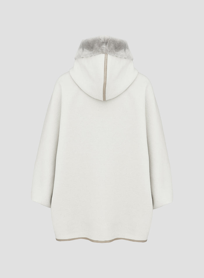 VIRGIN WOOL AND ANGORA DOUBLE COAT WITH SHEEPSKIN