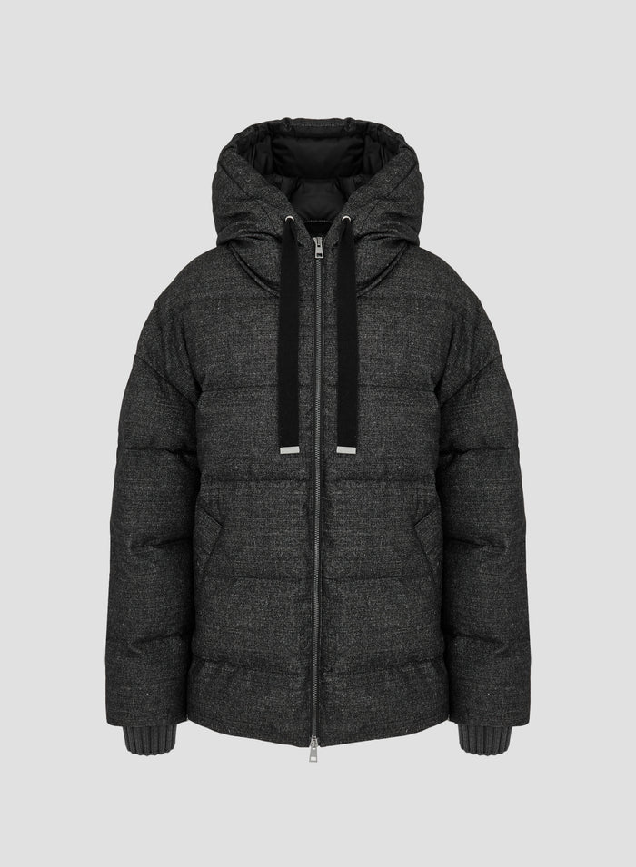 DENIM EFFECT WOOL BLEND PADDED JACKET