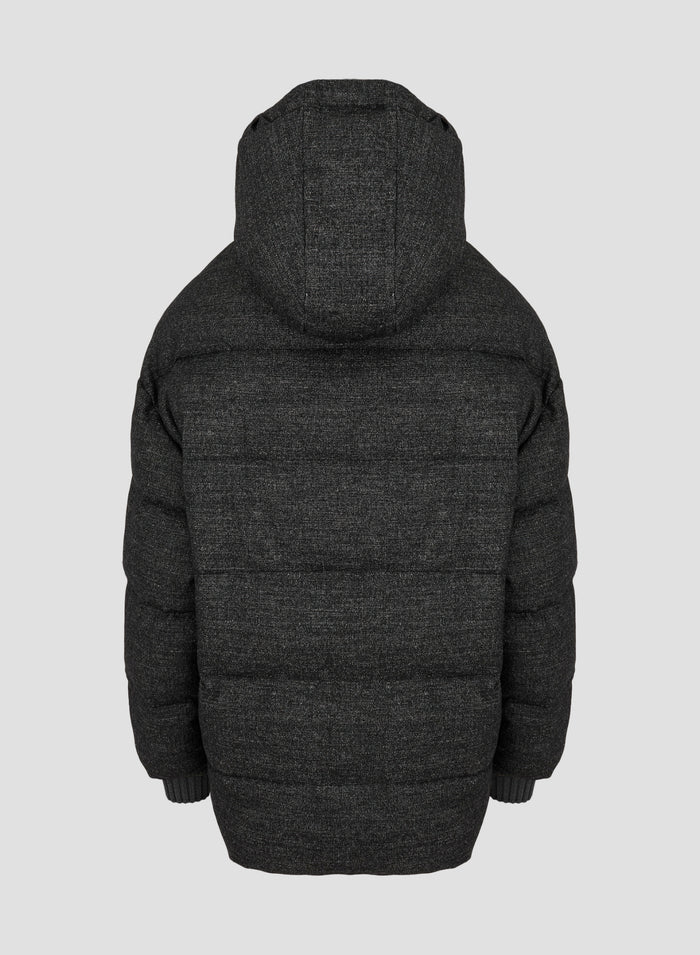 DENIM EFFECT WOOL BLEND PADDED JACKET