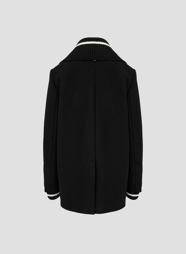DOUBLE-BREASTED WOOL TECHNICAL COAT