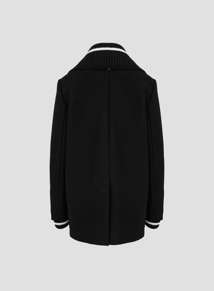 DOUBLE-BREASTED WOOL TECHNICAL COAT
