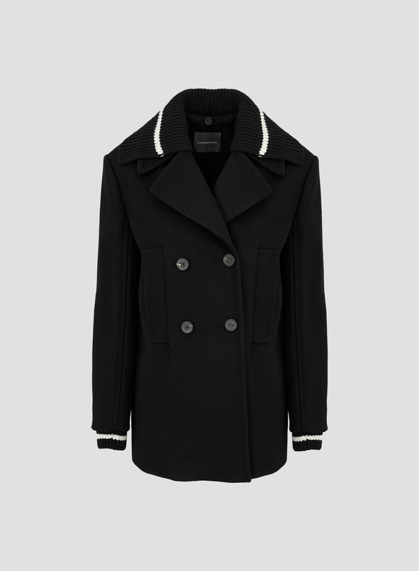 DOUBLE-BREASTED WOOL TECHNICAL COAT