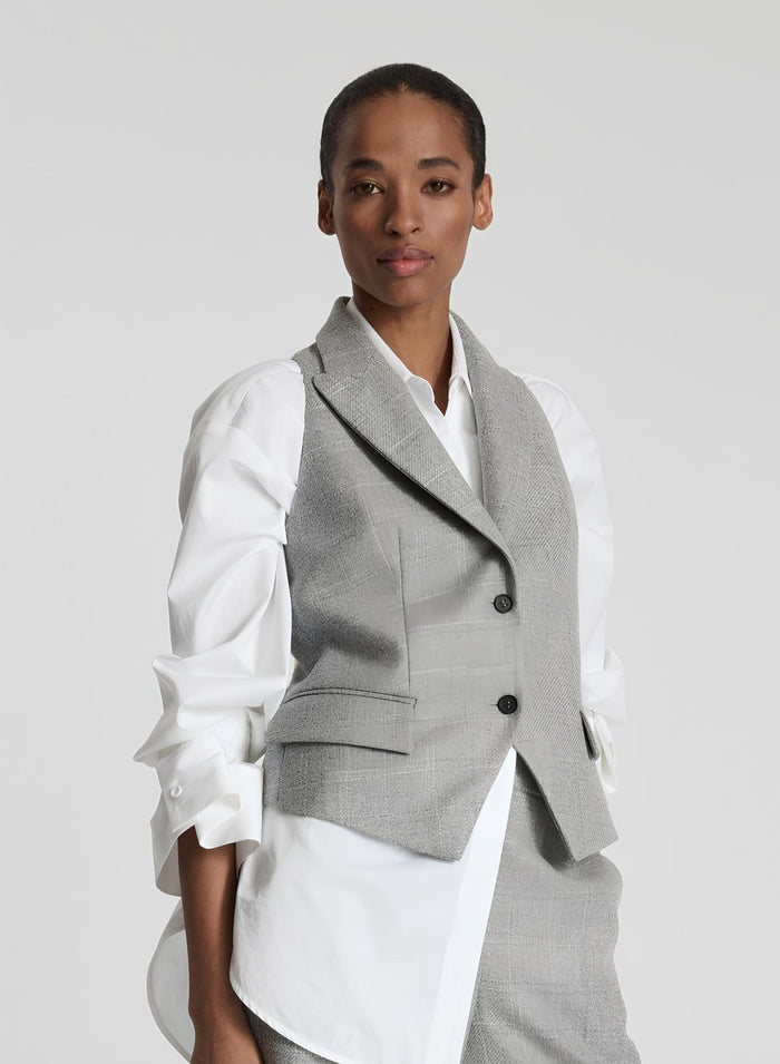 CHECK WOOL AND VISCOSE VEST